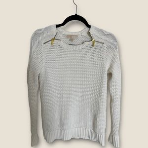 Michael Kors Sweater‎ Pullover Women's S White Gold Zippers KNIT EXCELLENT